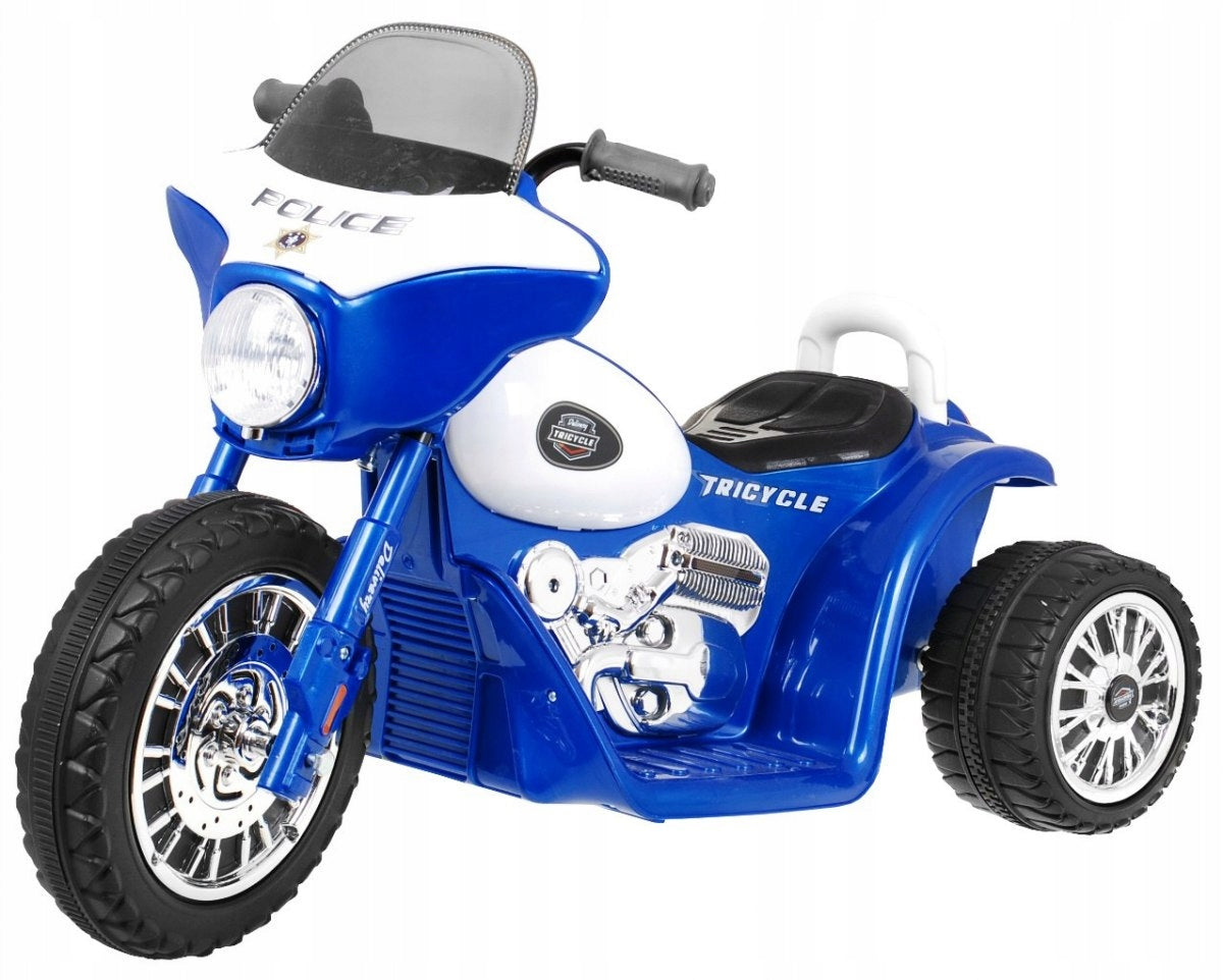 Motorcycle Chopper Battery Pack for Kids Blue 3 Wheels Sounds Brand Ramiz