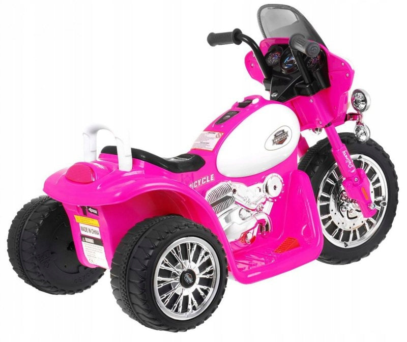 Motorcycle Chopper Battery Pack for Kids Pink + 3 Wheels + Sounds + Brand Ramiz