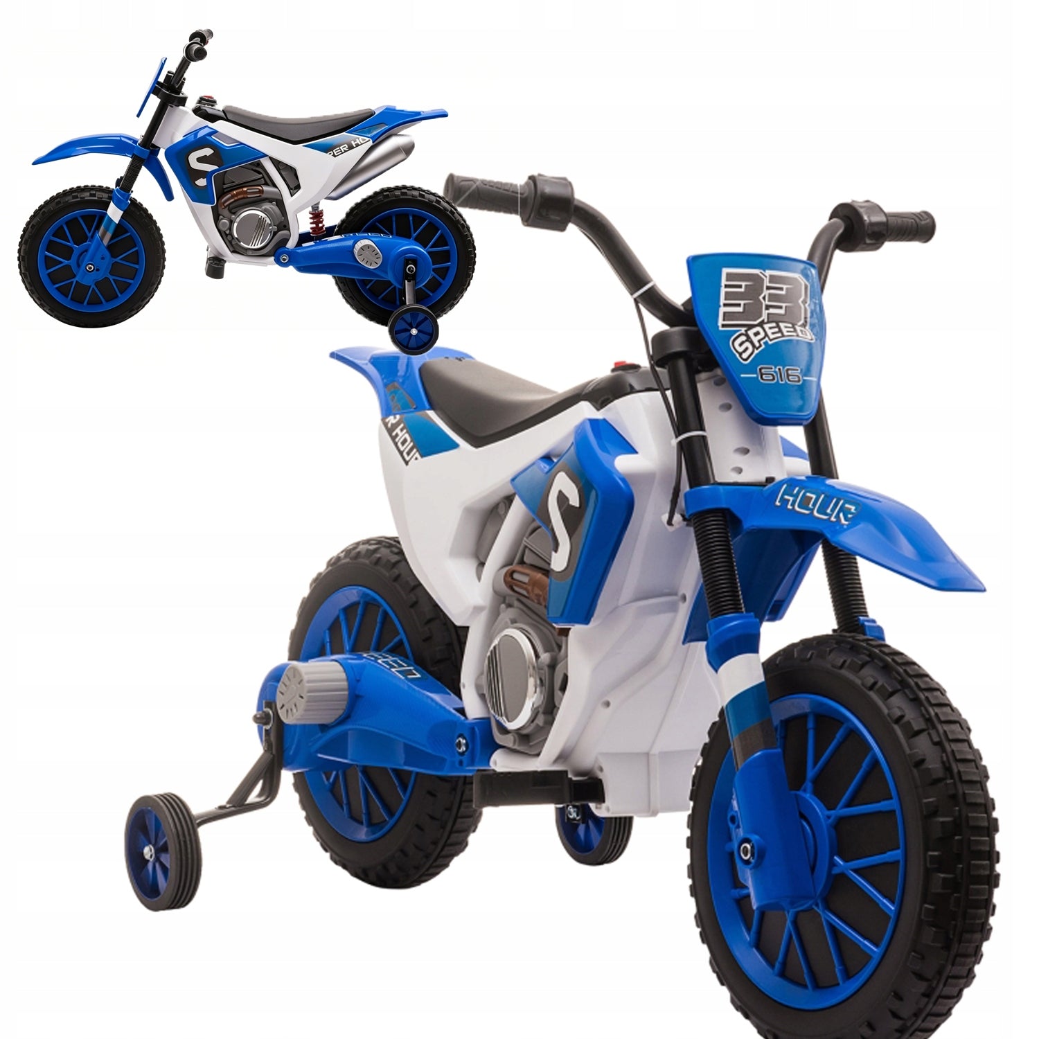 Motorcycle For Battery Kid With Training Wheels Ages 3+ Gift For Children