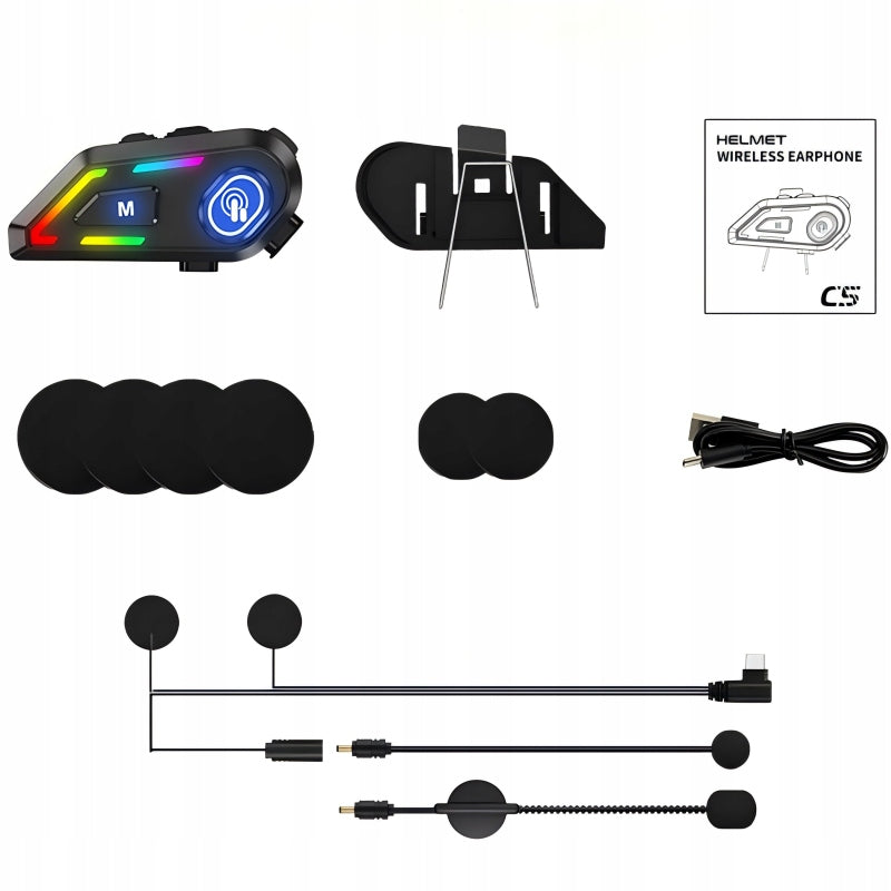 Motorcycle Headphones 5.3 Bluetooth 1000mAh, RGB,Fast Connection, ANC Packaging status original