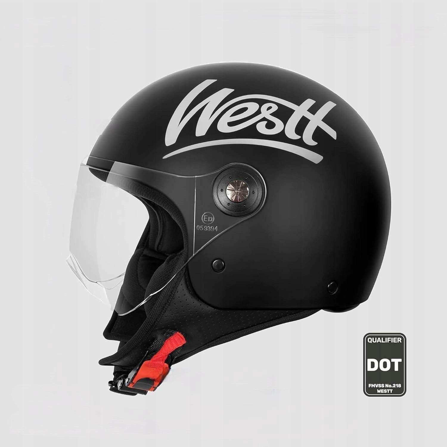 Motorcycle Helmet Classic Retro Black Mat Open Viewfinder r. M WESTT Jet Packaging status original