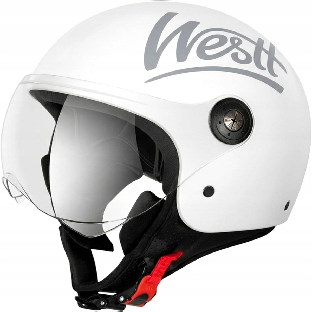 Motorcycle Helmet Classic Retro White Gloss Open Viewfinder r.S WESTT Jet