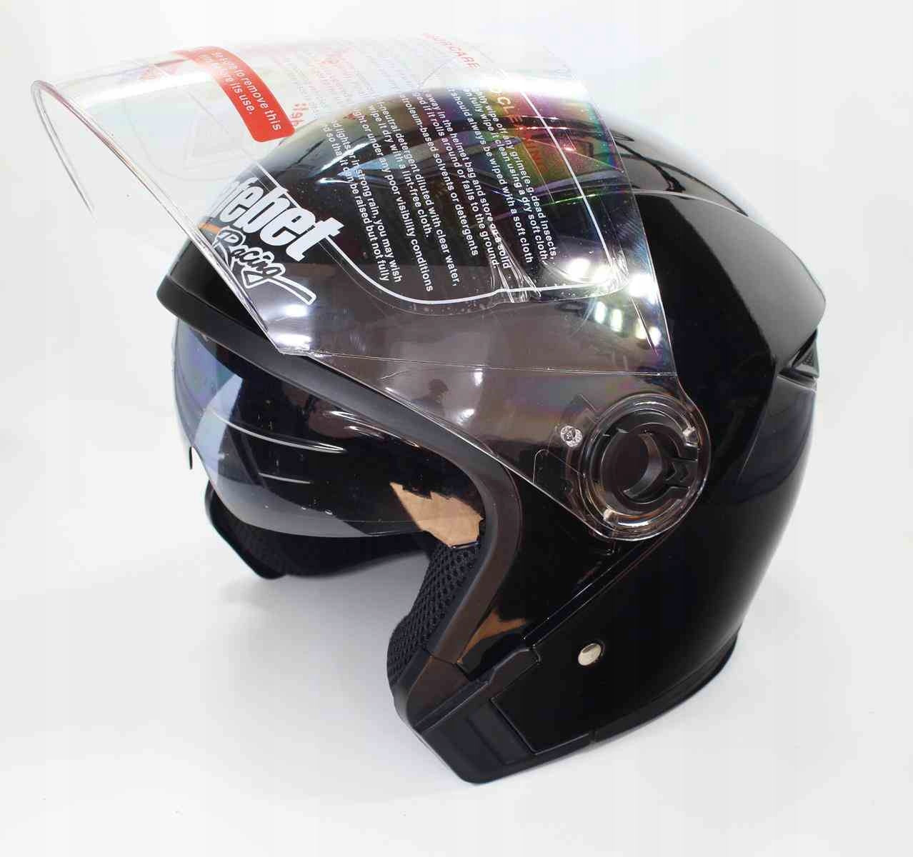 Motorcycle Helmet For Scooter Open + Blenda Black Gloss Size L Manufacturer Safebet