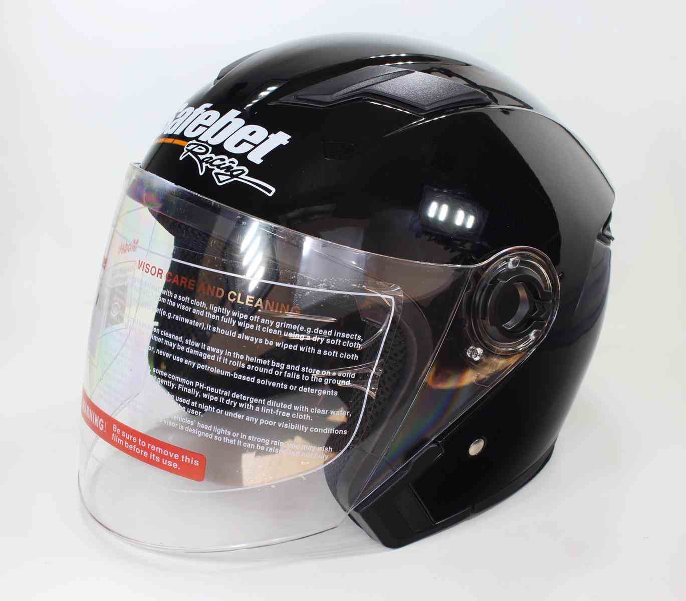 Motorcycle Helmet For Scooter Open + Blenda Black Gloss Size L