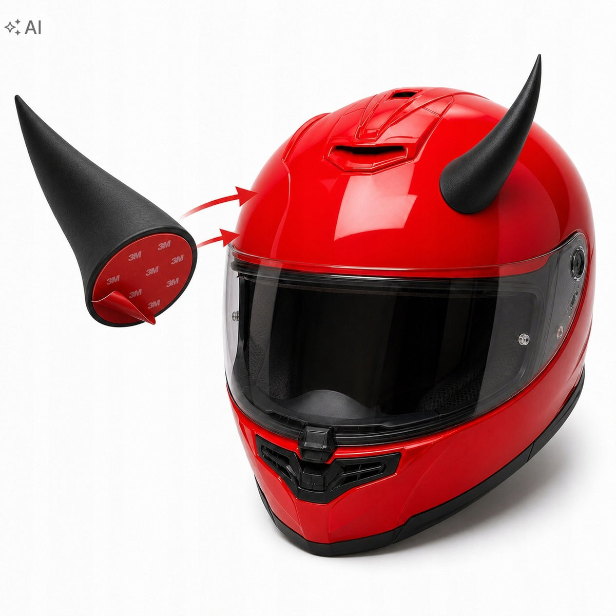 Motorcycle Helmet Horns Devil Sticky 3M Black 2 Pieces Packaging status original