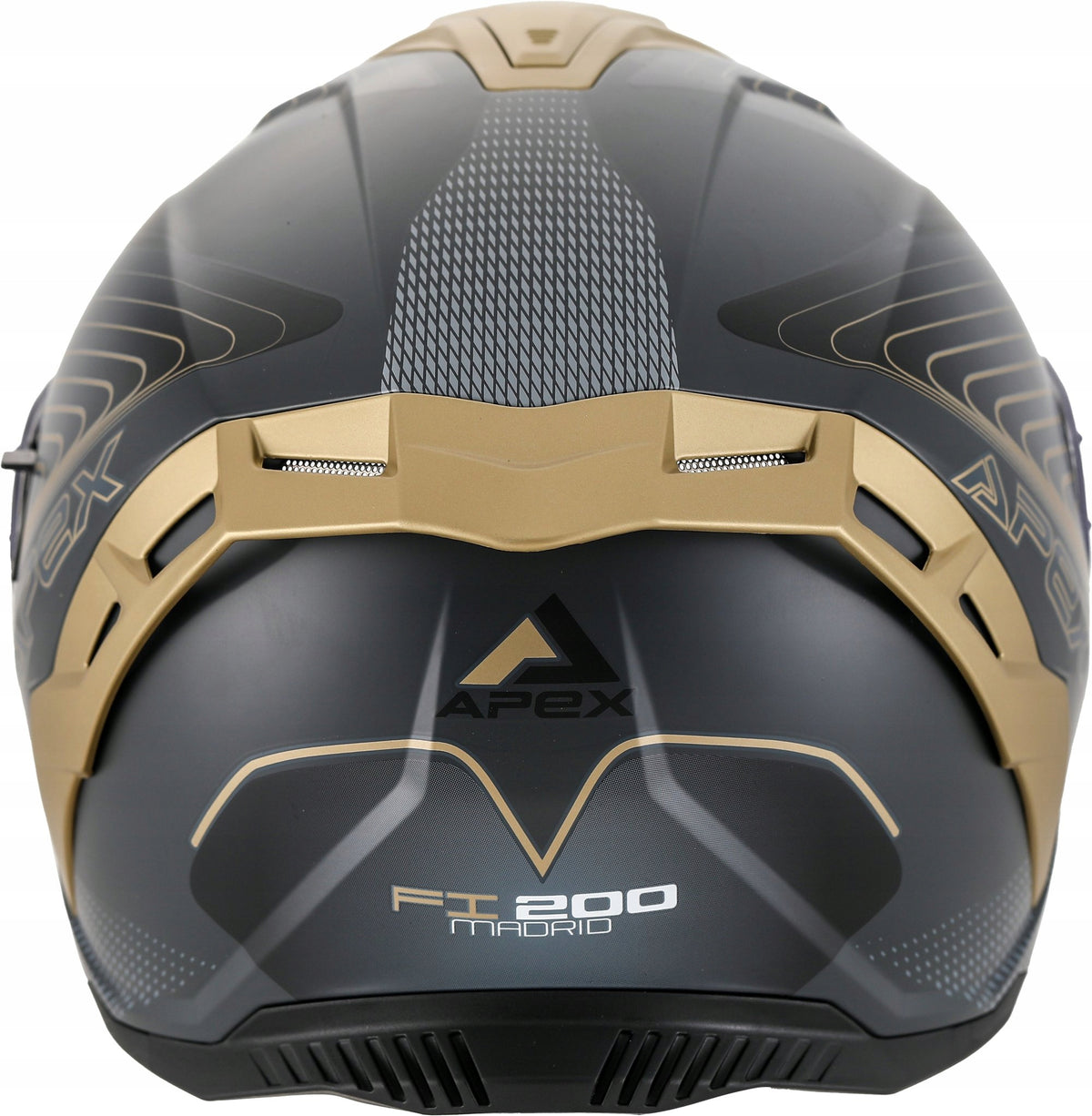 Motorcycle Helmet, Integral Apex FI200 Madrid, Size M, Black & Gold Manufacturer no brand