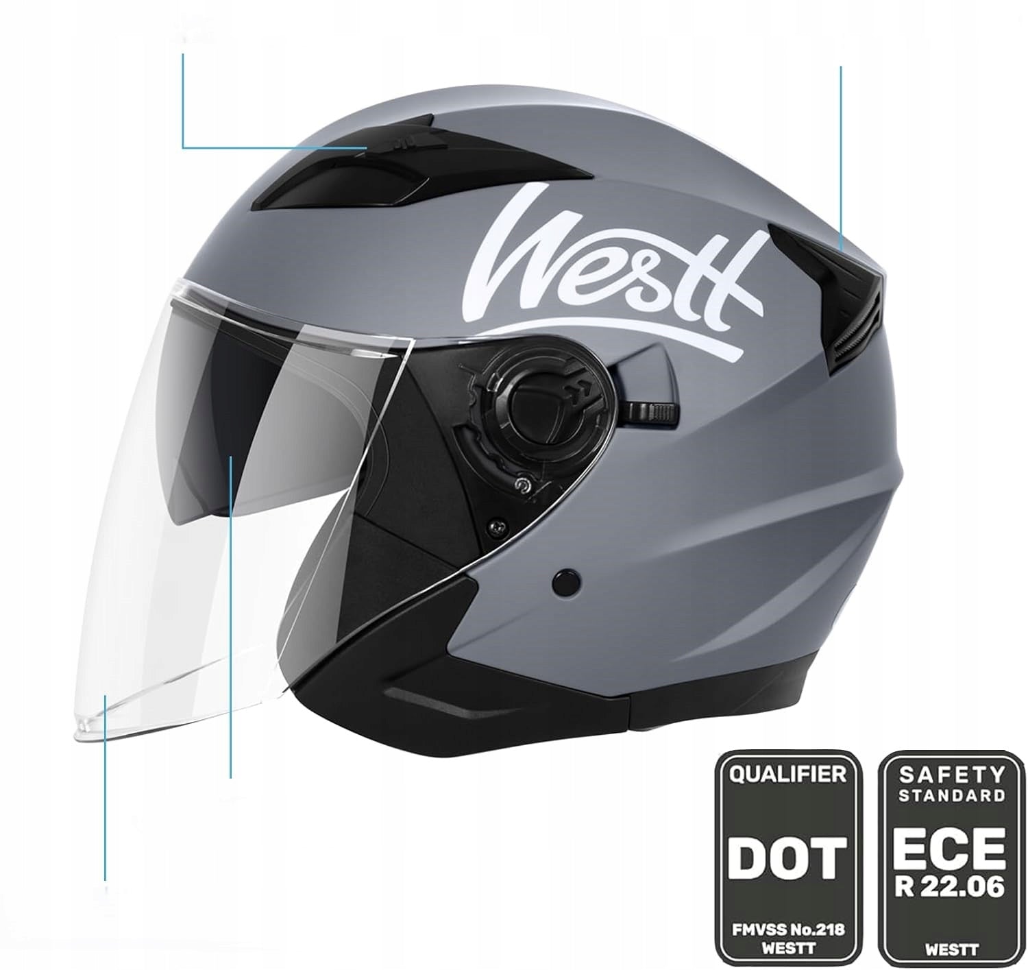 Motorcycle Helmet Open Viewfinder Sunscreen Blend Matte M WESTT Jet Packaging status original