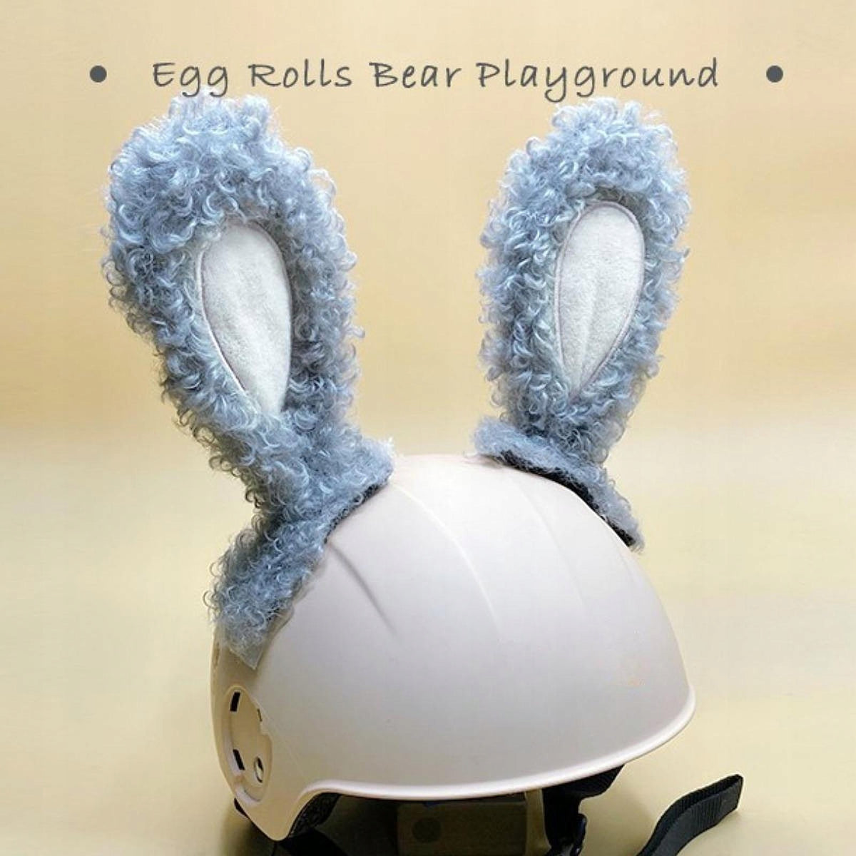 Motorcycle Helmet Rabbit Ears with Tail Helmet Decoration for Cycling Gray Packaging status original