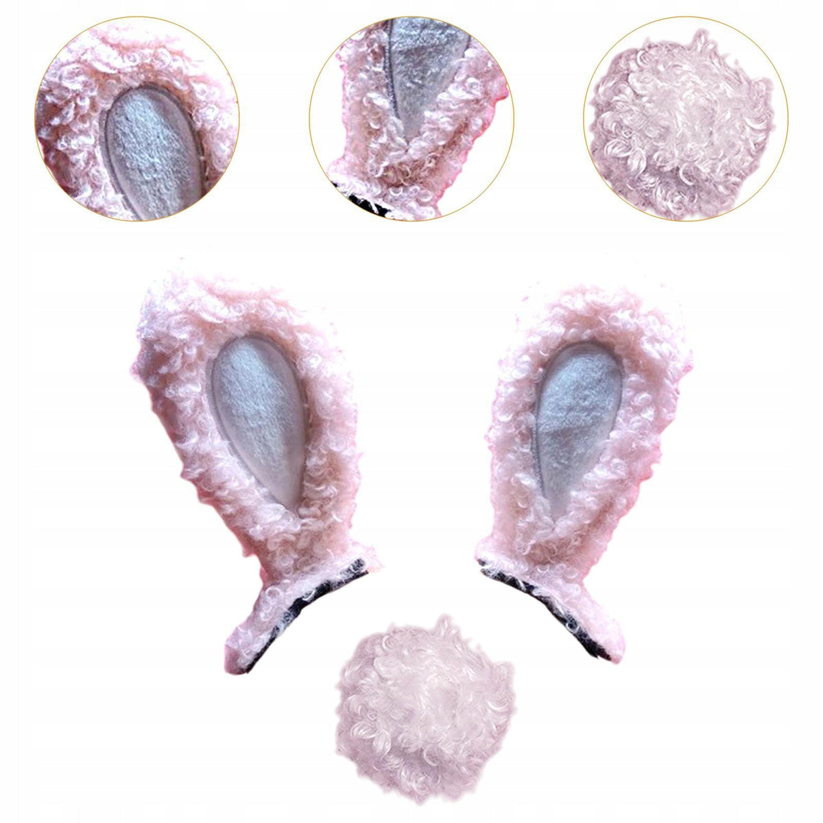 Motorcycle Helmet Rabbit Ears with Tail Helmet Decoration for Cycling Pink Packaging status original