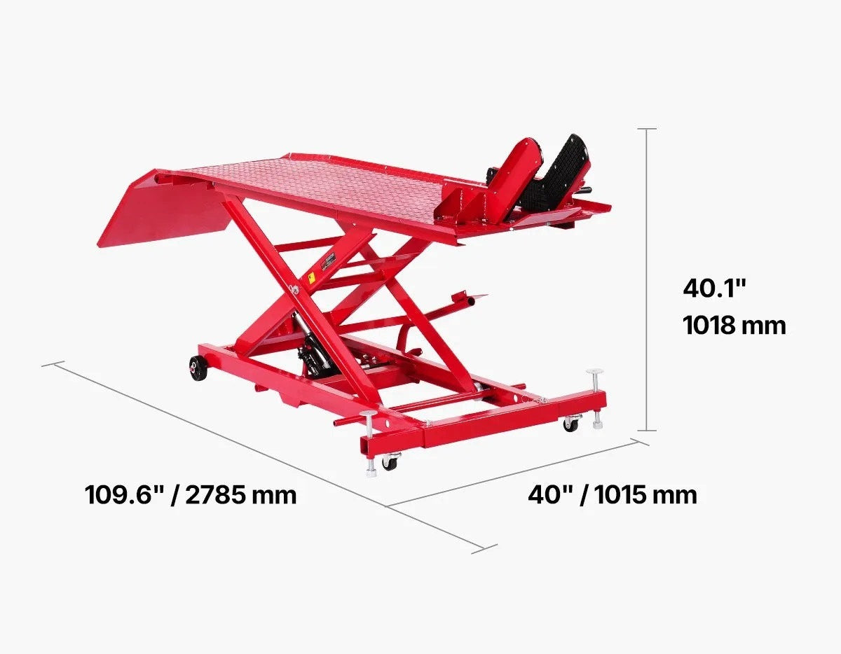 Motorcycle Hydraulic Lift Strong 453,59kg 218 787mm 4 Wheels Stand Manufacturer no brand