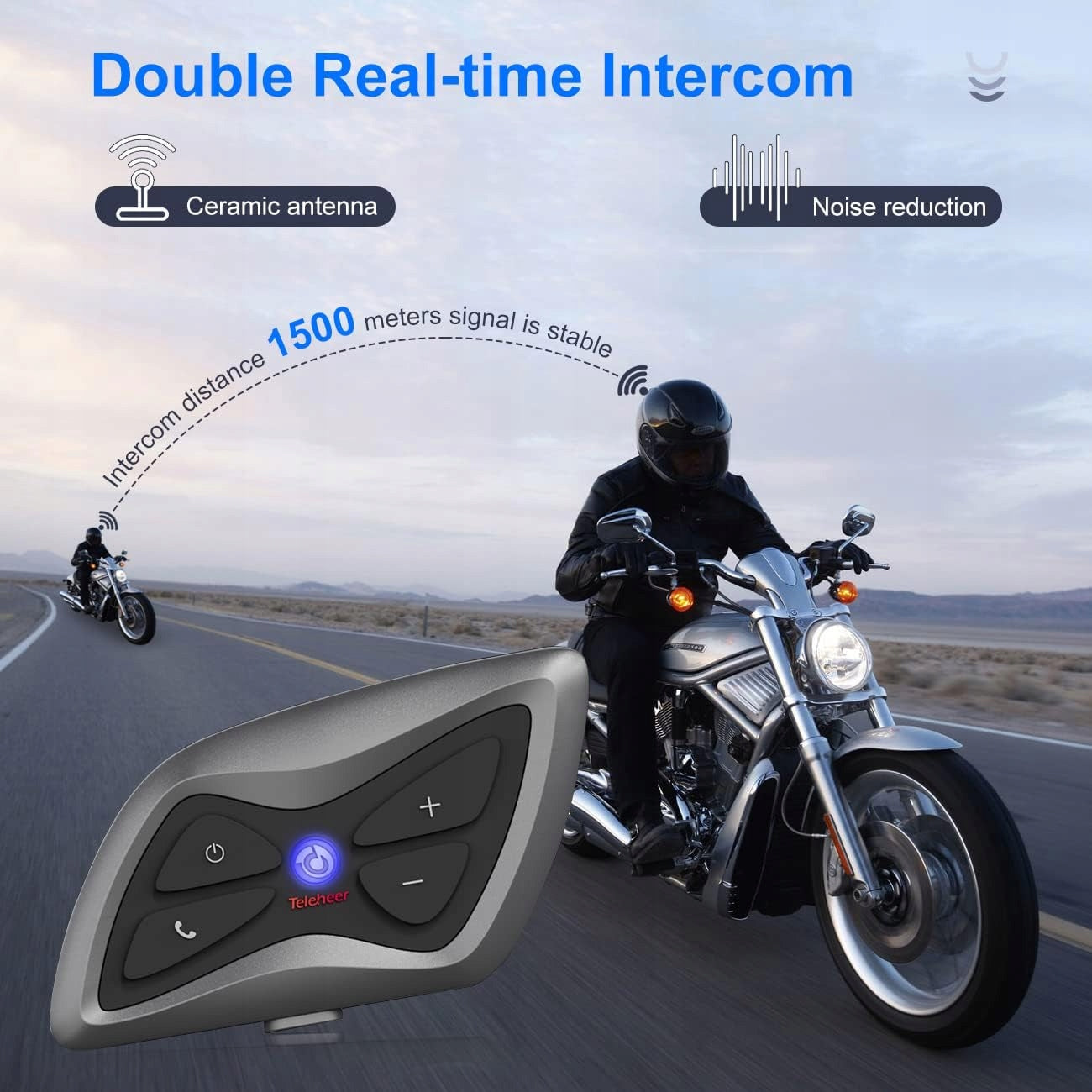 Motorcycle Intercom 1500m, Bluetooth Headset 5.1 Microphone M31 Manufacturer no brand