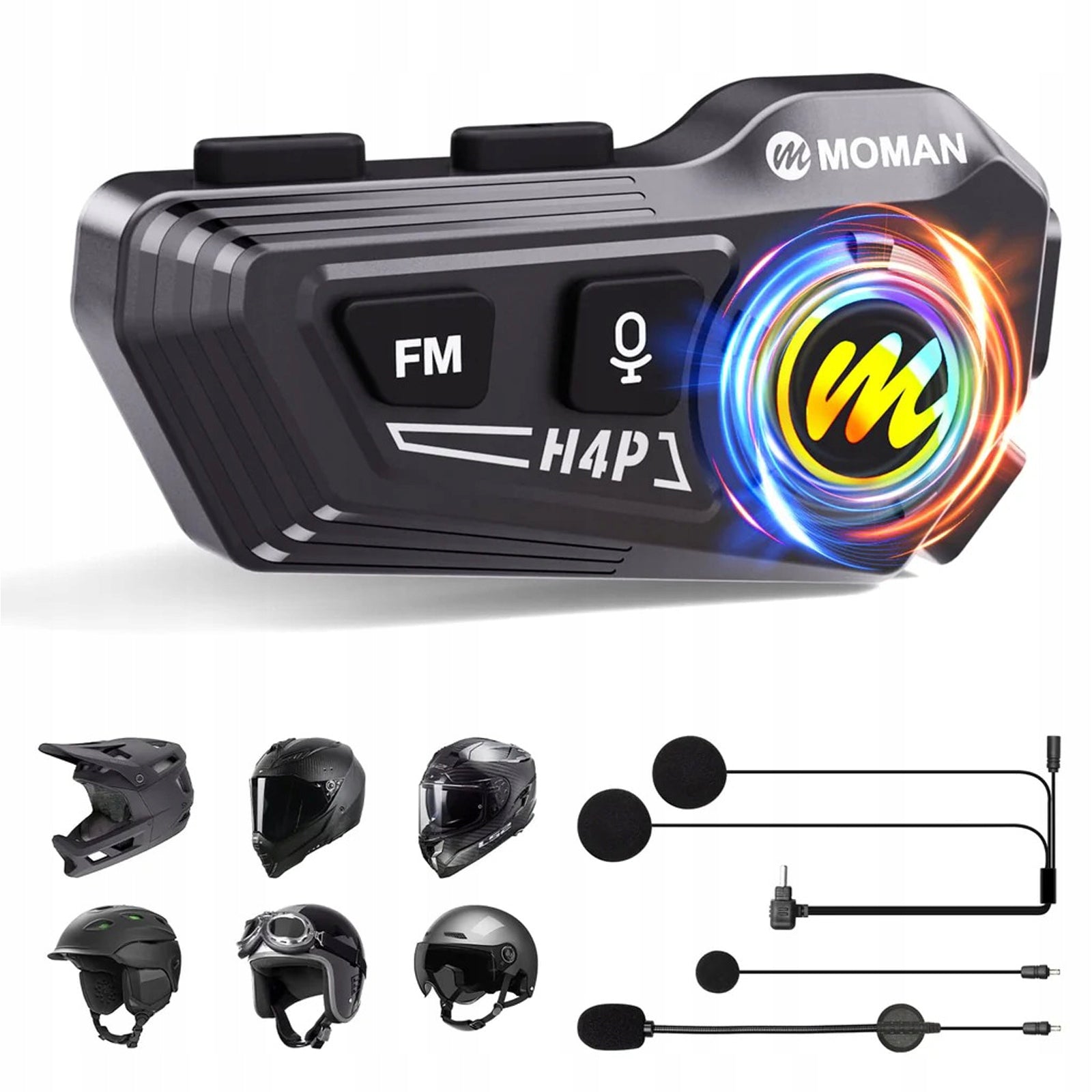 Motorcycle Intercom, Bluetooth Headset MOMAN RS-H4P IPX6