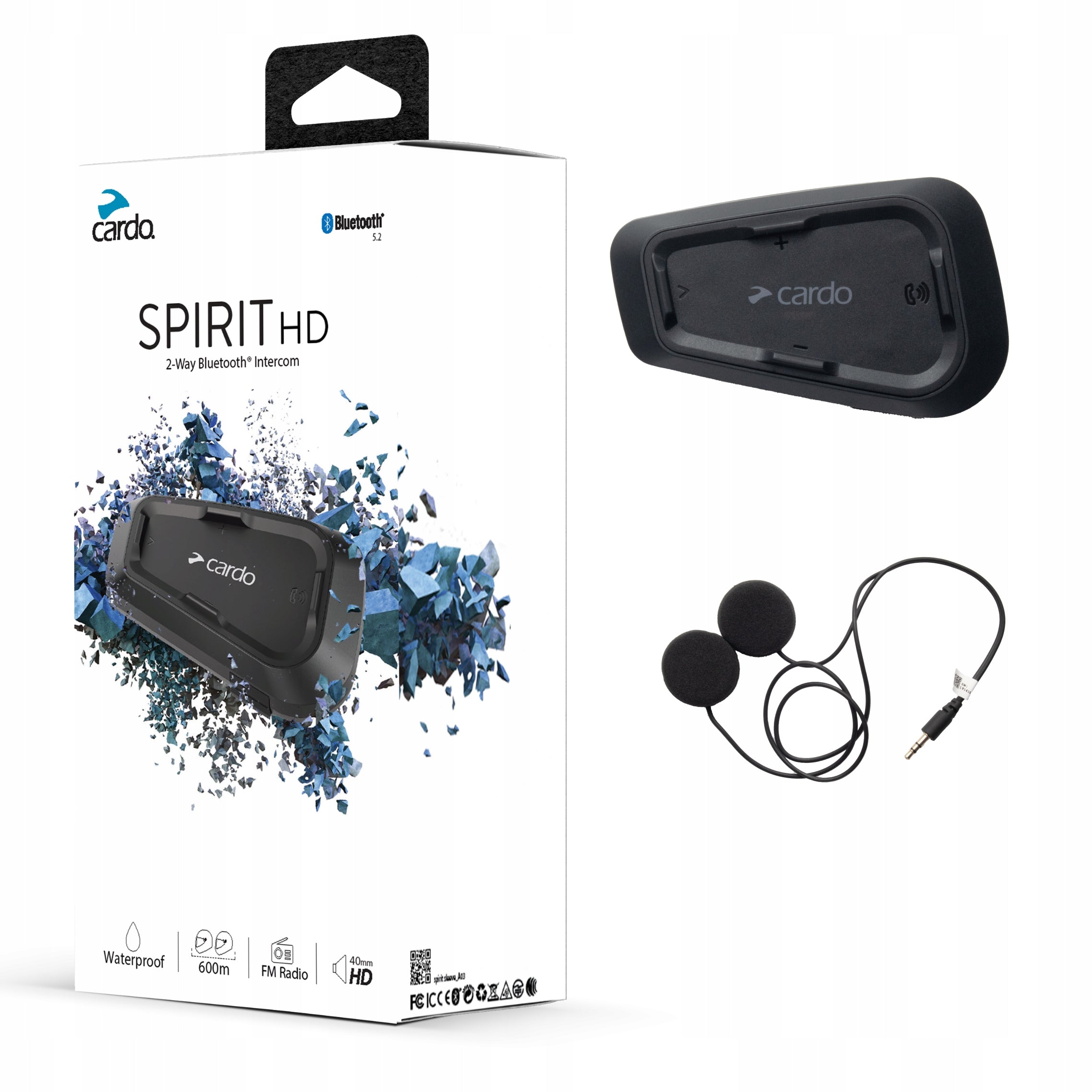 Motorcycle Intercom Cardo Spirit HD Single Bluetooth 600 m Manufacturer's catalog number SPRT0002