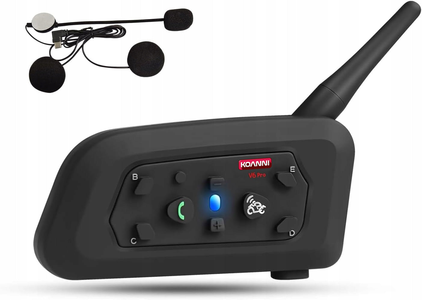 Motorcycle Intercom Koanni V6 Pro USB-C Bluetooth 1200m EUC App