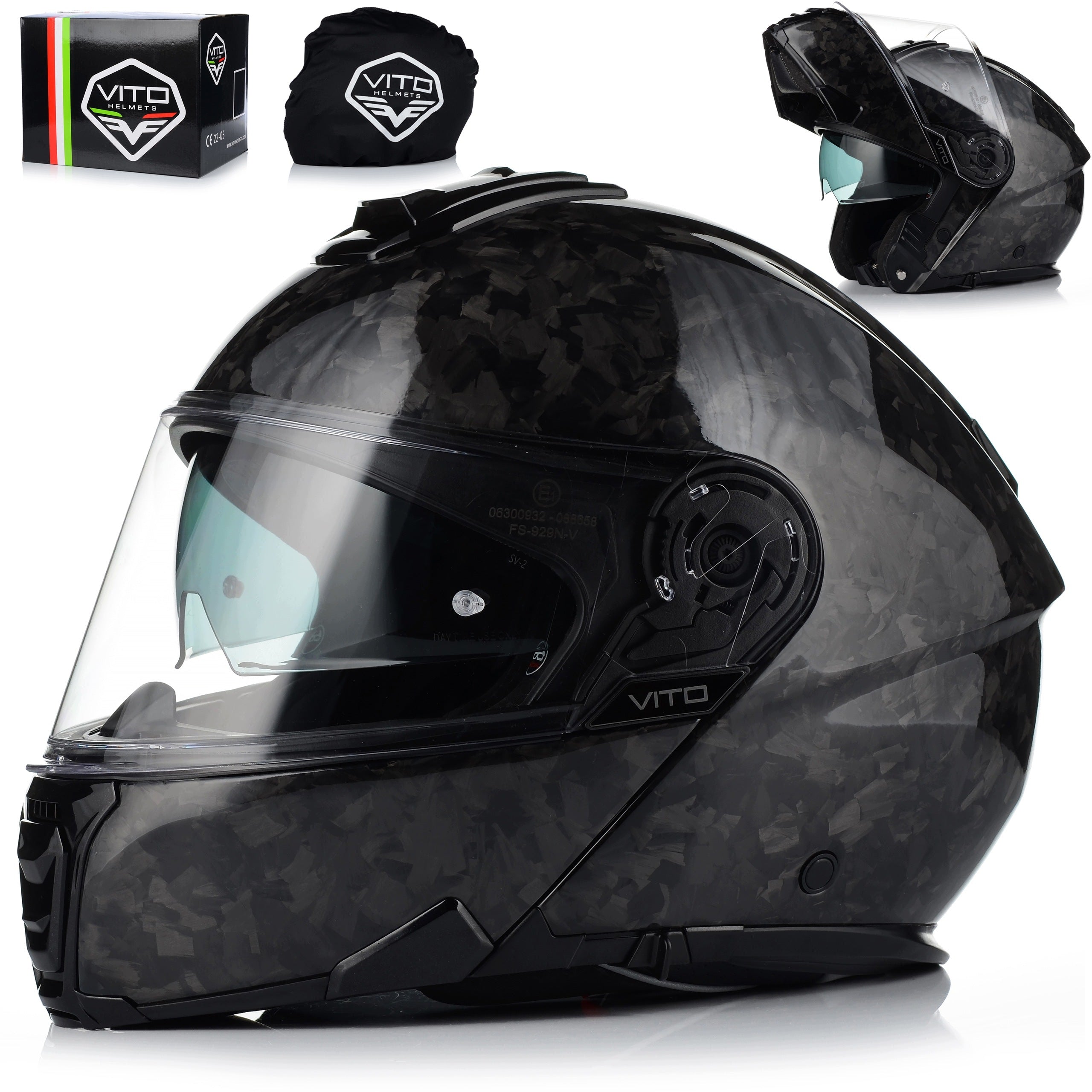 Motorcycle Jaw Helmet | VITO CARBON | carbon fiber 22.06 + BLENDA