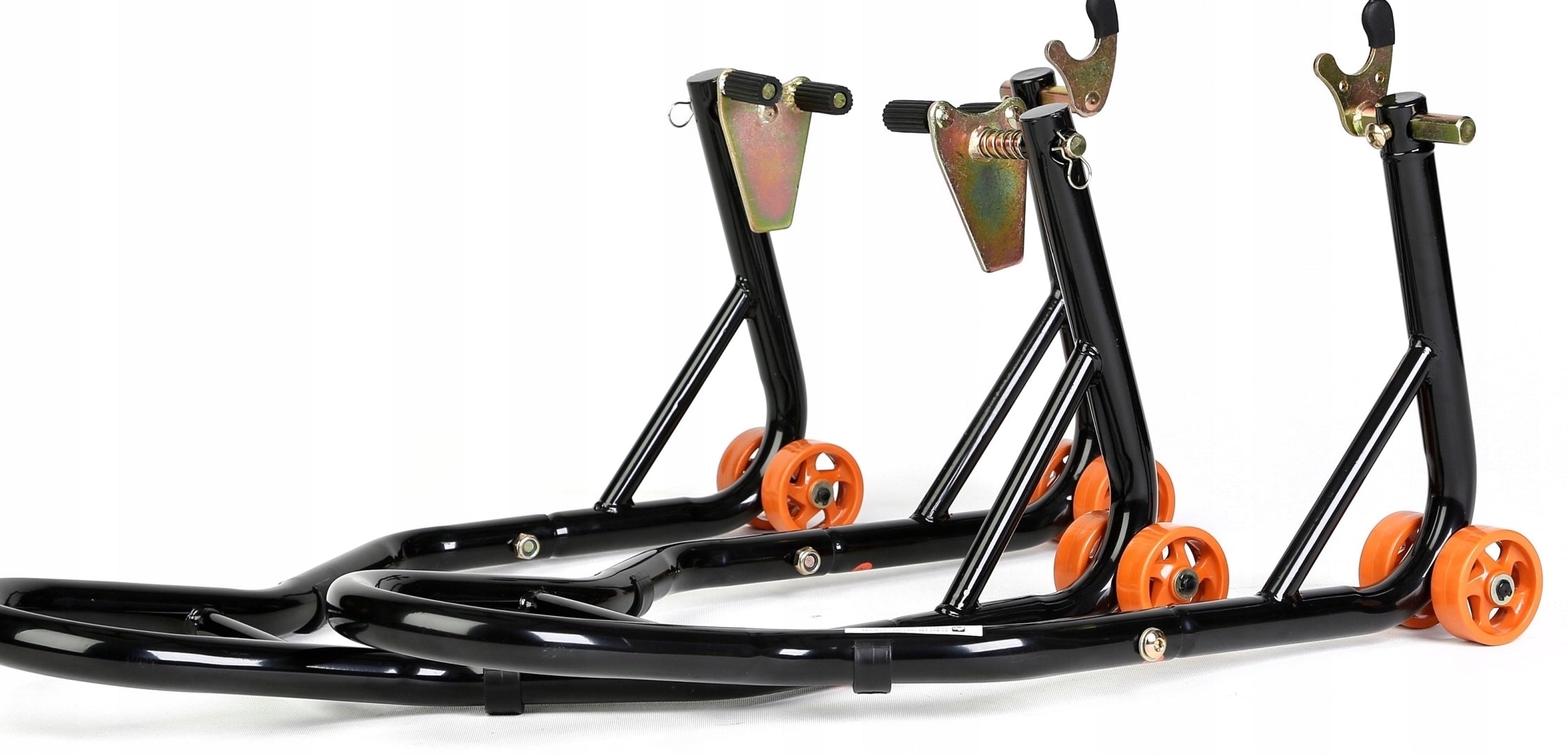 Motorcycle Lift Stand REAR+FRONT COMBO V SET FOR ROLLERS Lifting capacity 540 kg