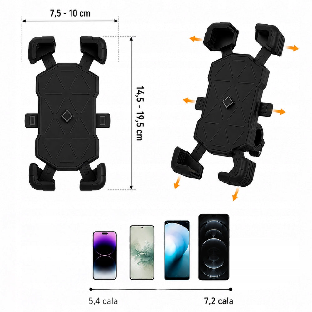 Motorcycle Phone Bike Holder Adjustable Steering Wheel Black Manufacturer code URM82998