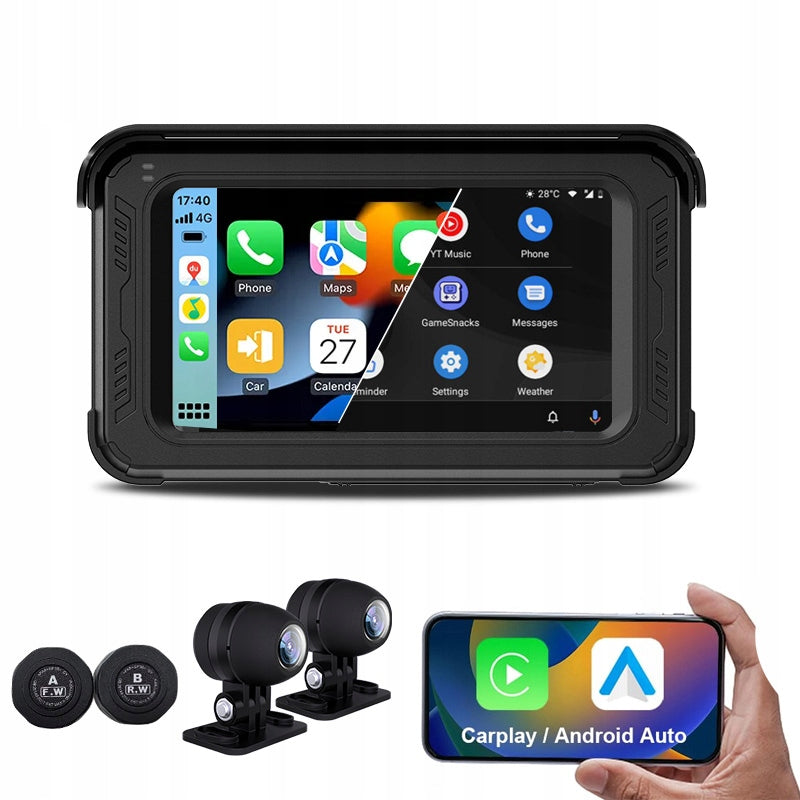 Motorcycle Recorder Dual FHD Camera WIFI GPS TWPS Apple Carply