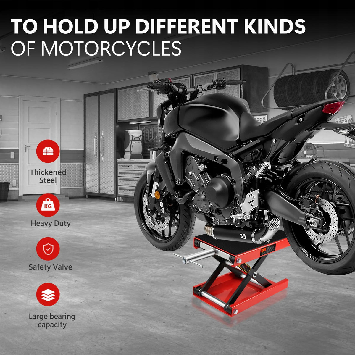 Motorcycle Scissor Lift Jack, Adjustable Height 9.5-35cm, Capacity 500Kg Manufacturer no brand