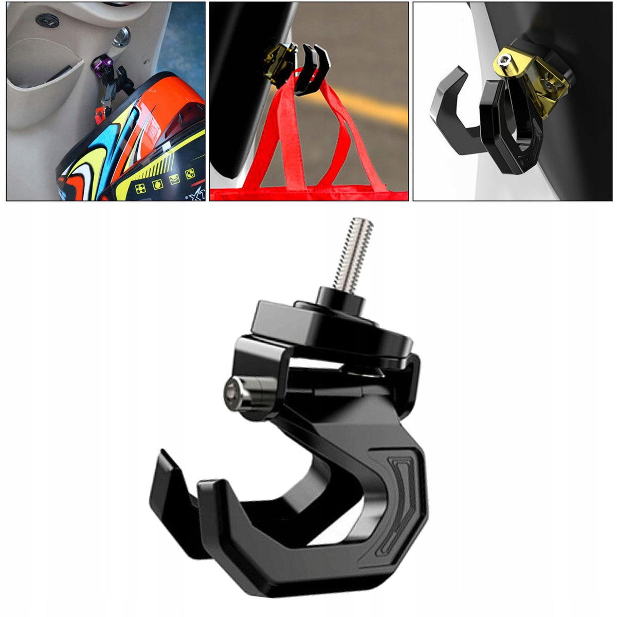 Motorcycle Scooter Helmet Holder Double Hook Mount Bag Hanger With Black Packaging status original