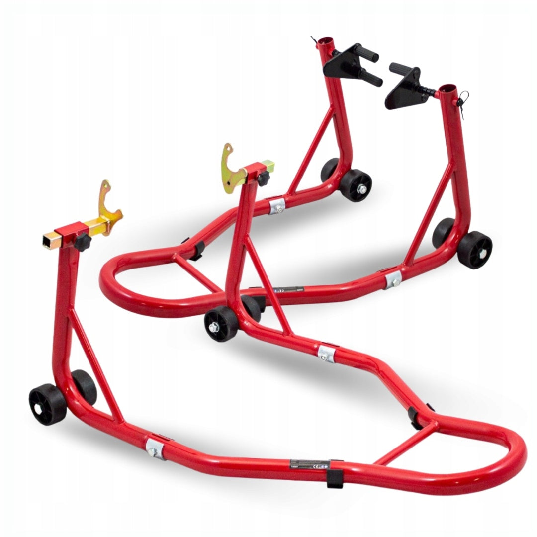 Motorcycle Stands Front And Rear Red Steel 250kg Adjustable