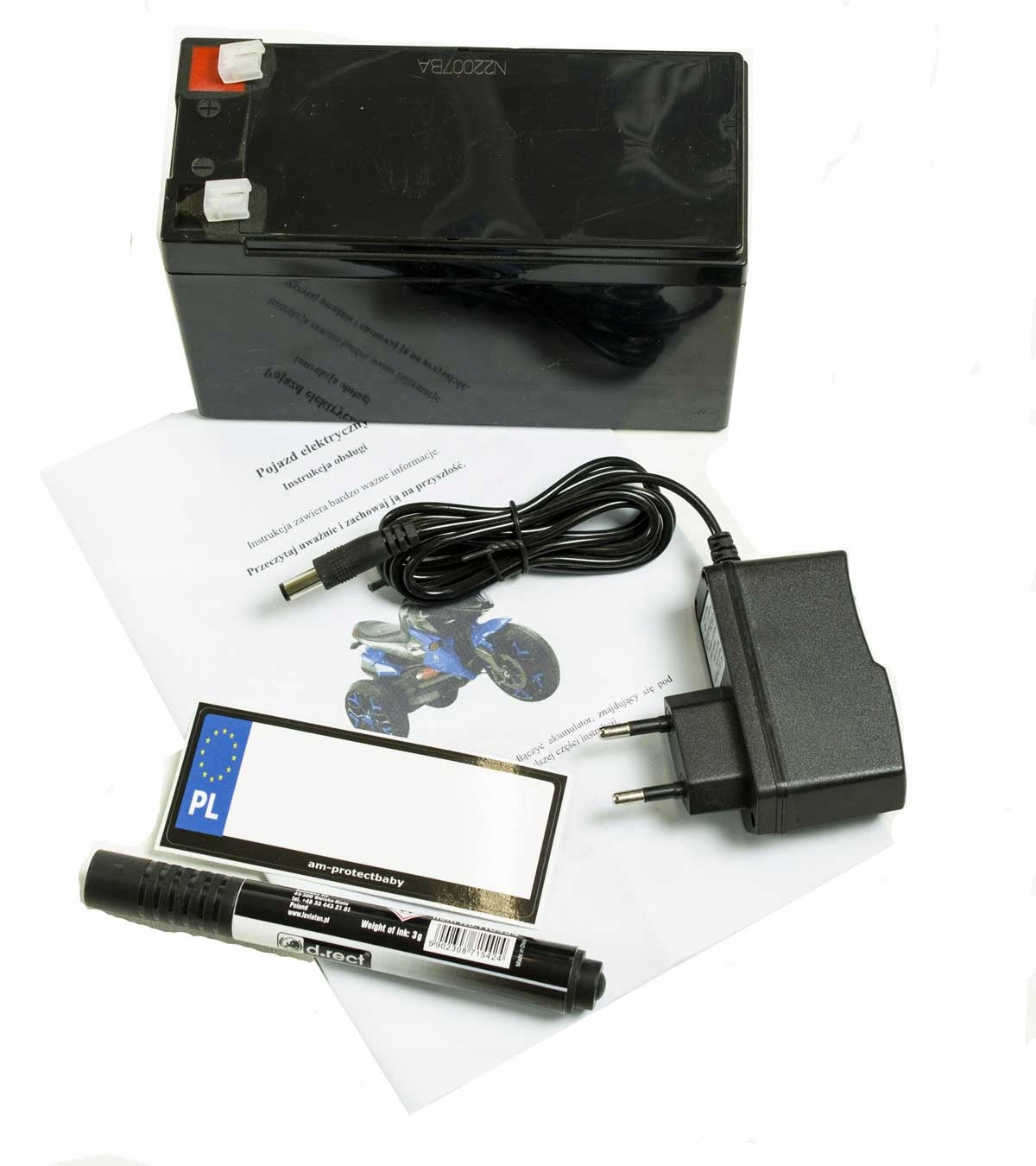 Motorcycle battery for children + pumped wheels + Leather + Leds Manufacturer code 5906036801541
