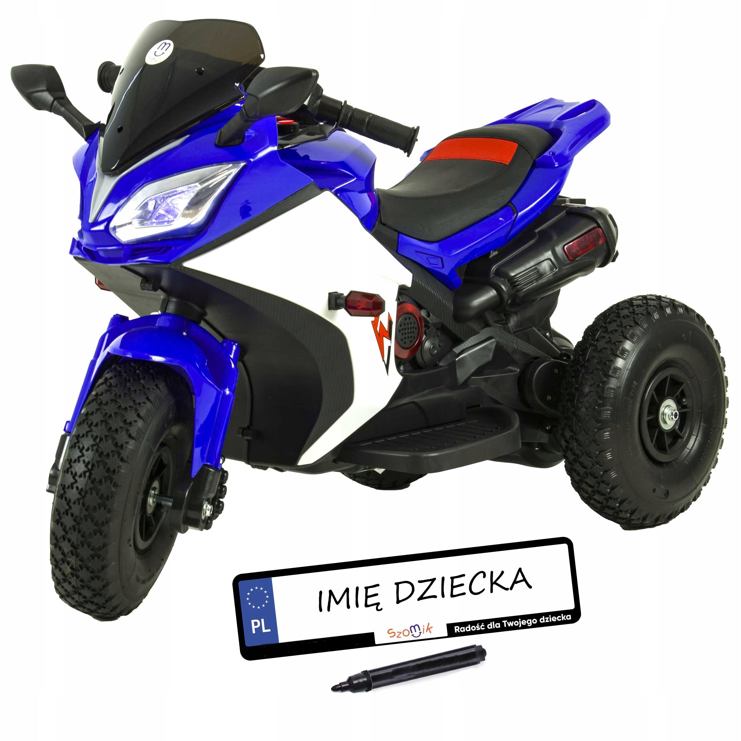 Motorcycle battery for children + pumped wheels + Leather + Leds