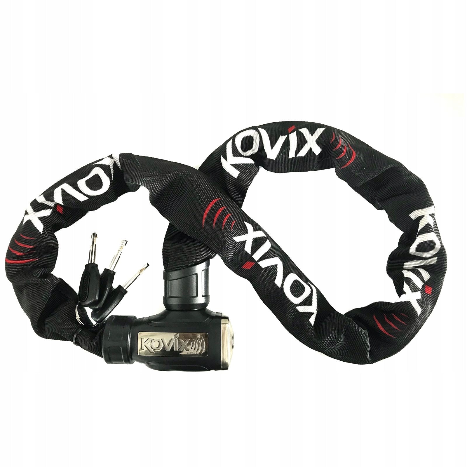 Motorcycle chain WITH ALARM KOVIX KCL8-120 Color black