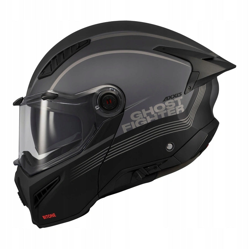 Motorcycle helmet AXXIS GHOSTFIGHTER SV BITONE C12 MATT black grey FREEBIES