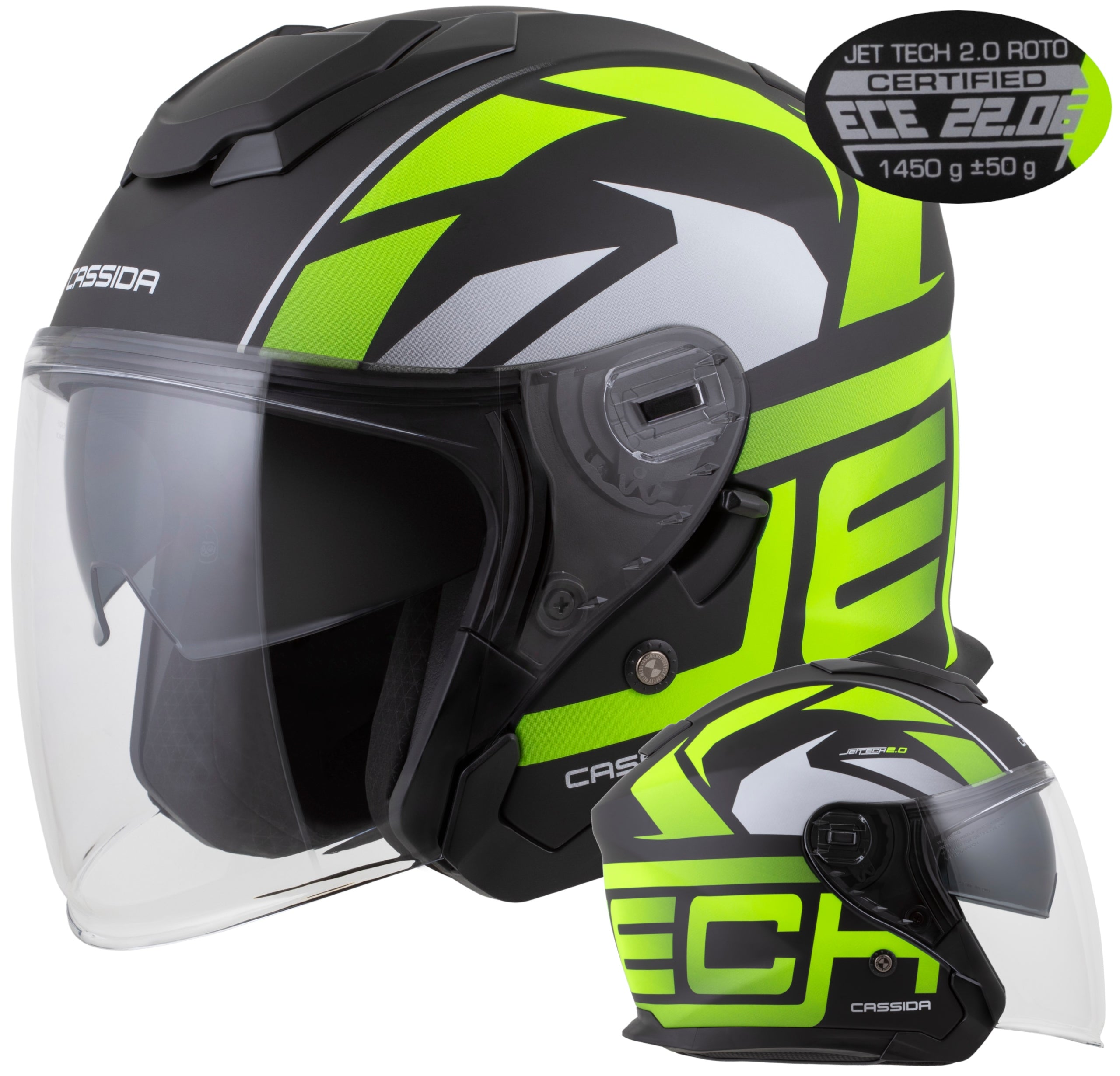 Motorcycle helmet Cassida JetTech RoTo 2XL antifog glass space for intercom