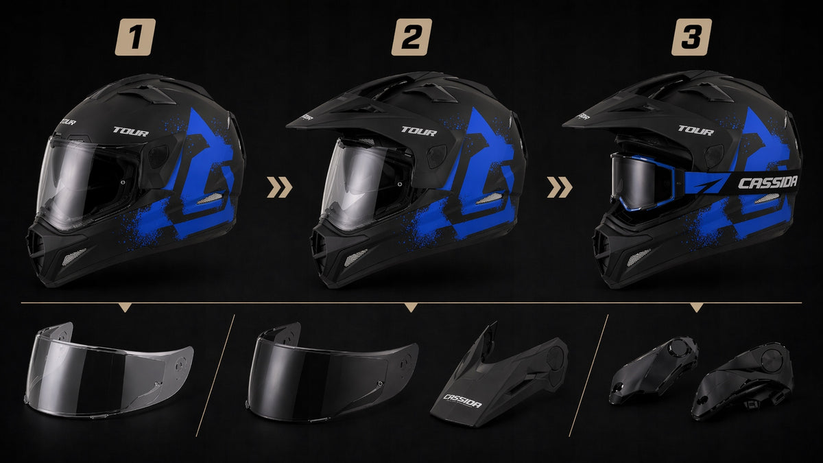 Motorcycle helmet Cassida Tour Crew XS under intercom blend 2 windows ECE 22.06 Manufacturer's catalog number M140-2740-XS