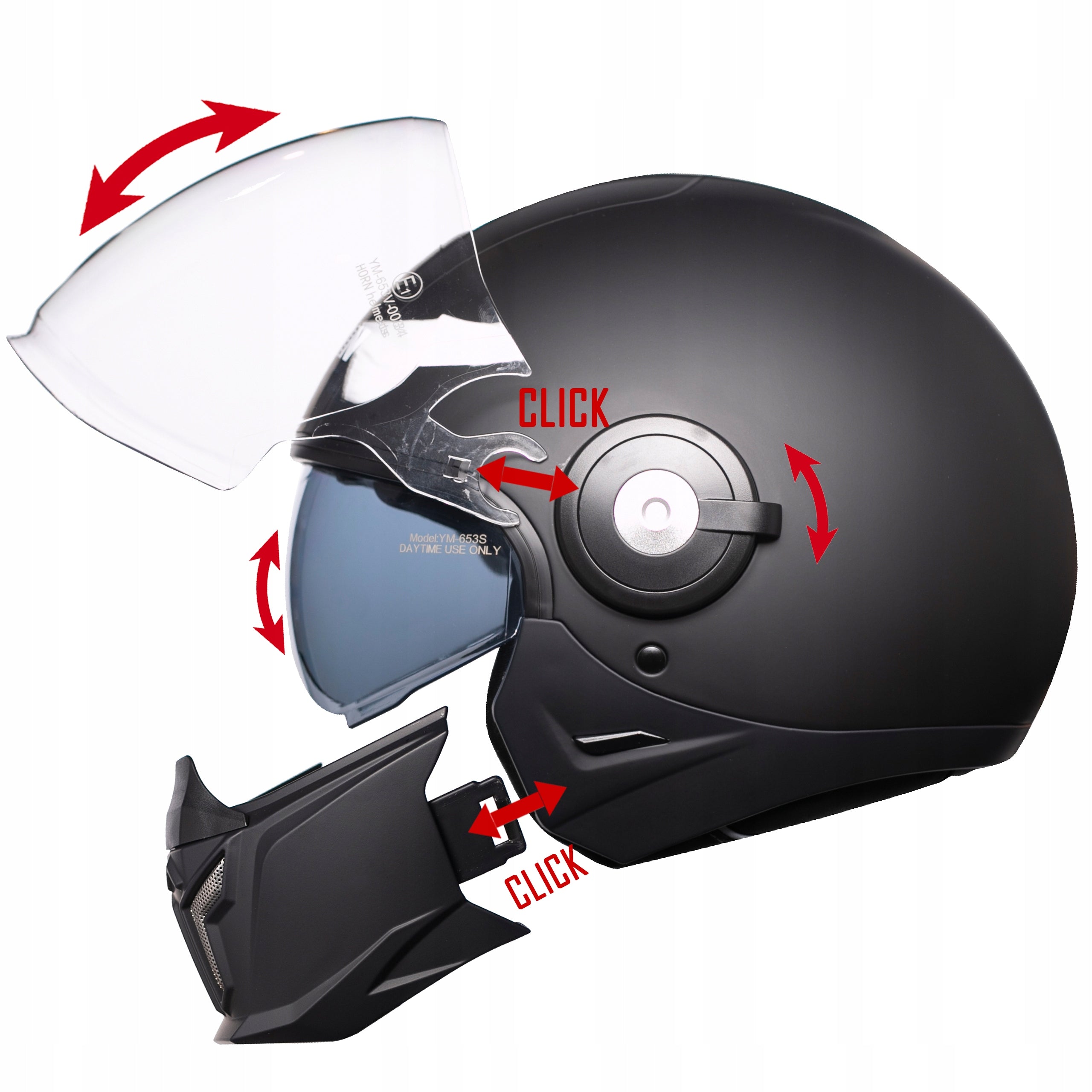 Motorcycle helmet HORN 4in1 XS 53-54 ECE22.06 antifog under intercom balaclava Packaging status original