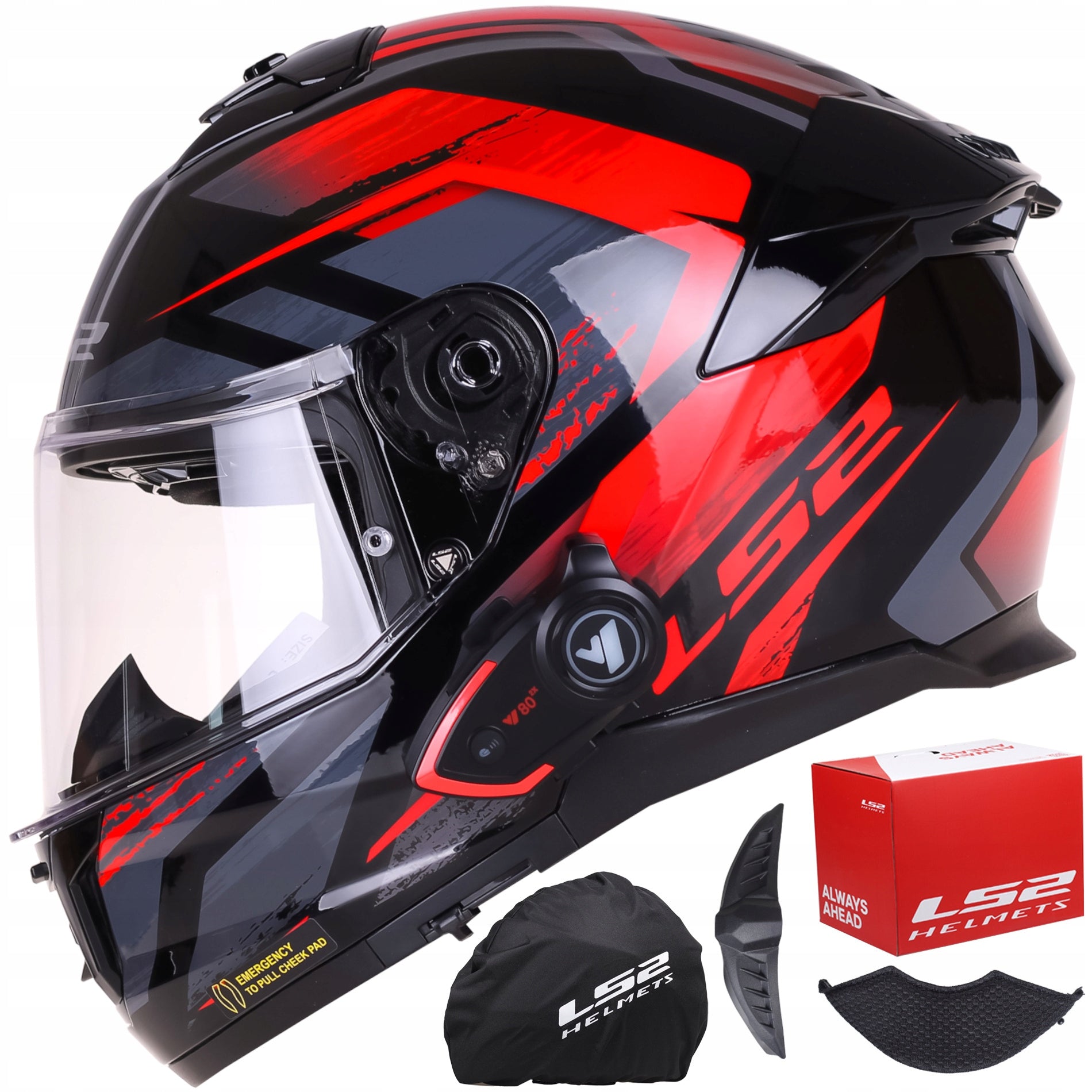 Motorcycle helmet LS2 FF808 STREAM II Fury red blenda + INTERKOM BLUETOOTH