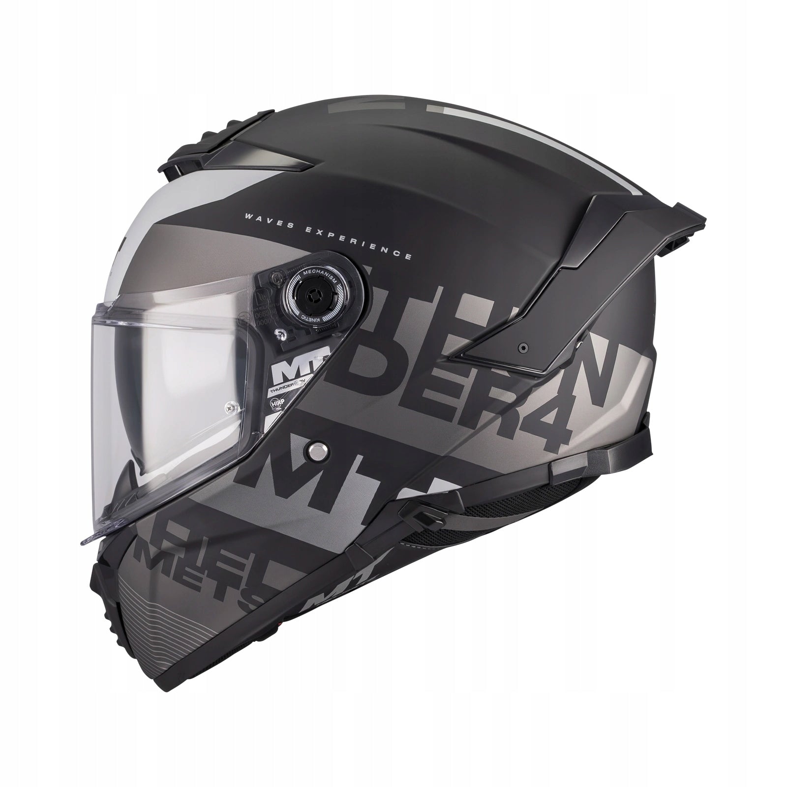Motorcycle helmet MT THUNDER 4 SV WAVES BLACK/GREY MATT black grey FREEBIES Packaging status original