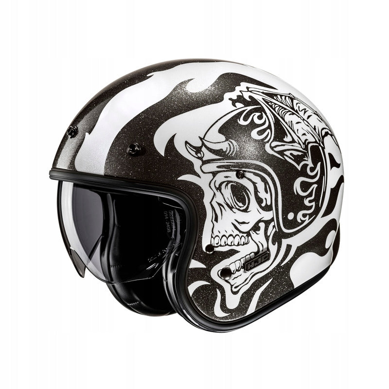 Motorcycle helmet OPEN,CHOPPER Hjc V31 Flame White Black L