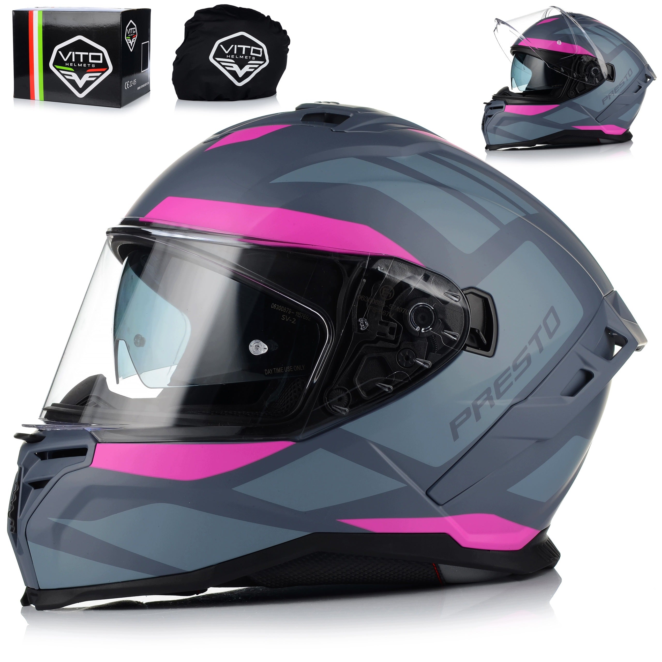 Motorcycle helmet | VITO PRESTO Pink | women's pink Pinlock + BLENDA system