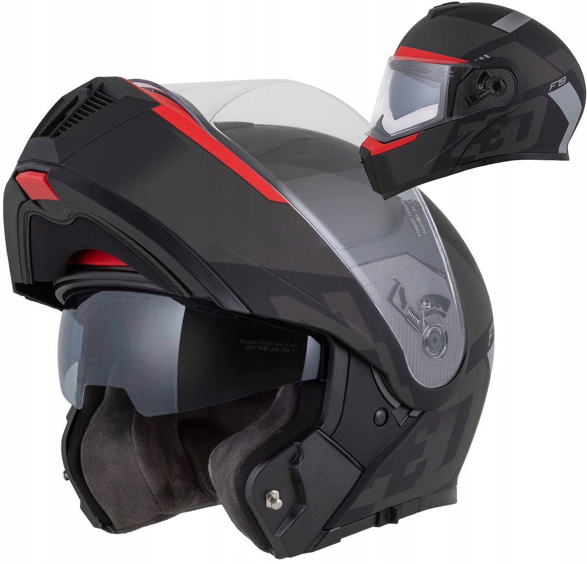 Motorcycle helmet ZED F19 XS 53 – 54 blenda antifog glass under intercom ECE2206