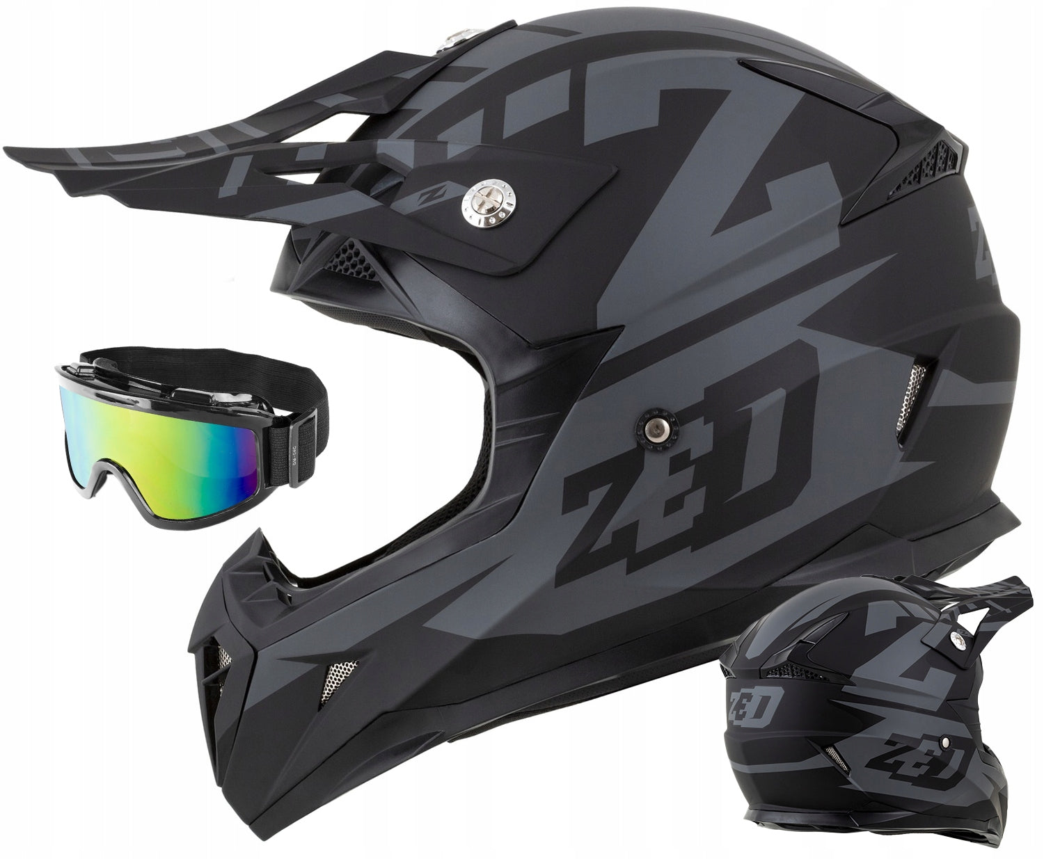 Motorcycle helmet children cross enduro quad ZED X19 ATEST + GOGGLES S 48 cm