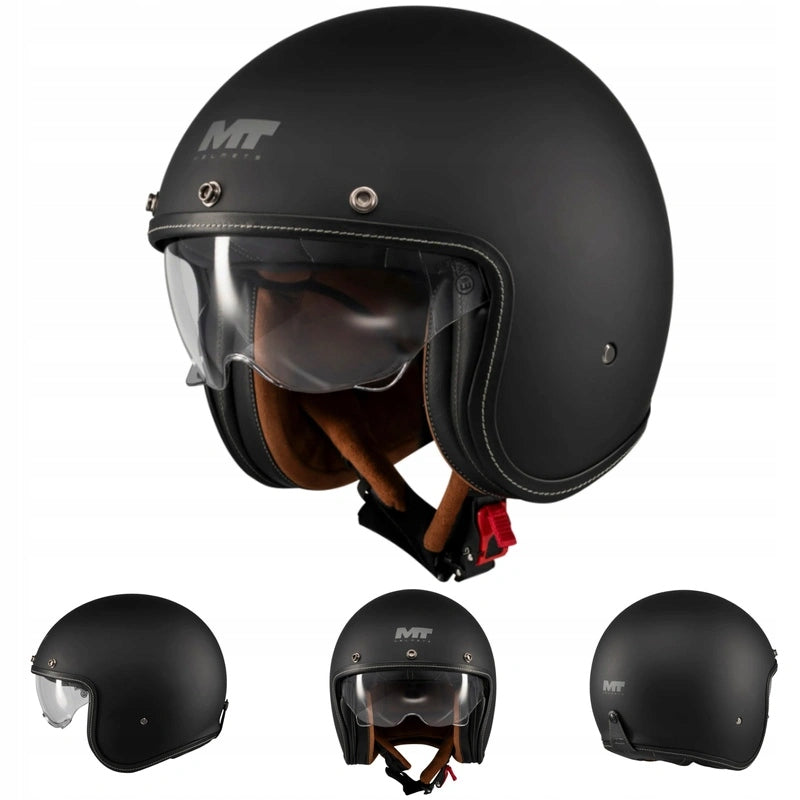 Motorcycle helmet chopper MT LE MANS 2 SV PURE BLACK MATT black mat FREEBIES