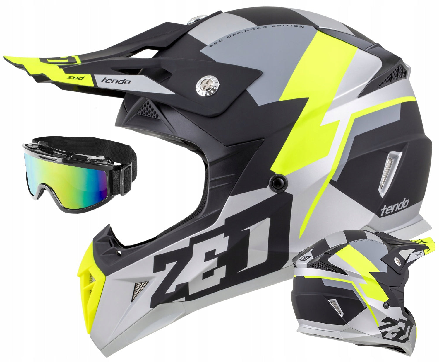 Motorcycle helmet cross quad enduro ZED X1 Certificate + GOGGLES L 51-52cm
