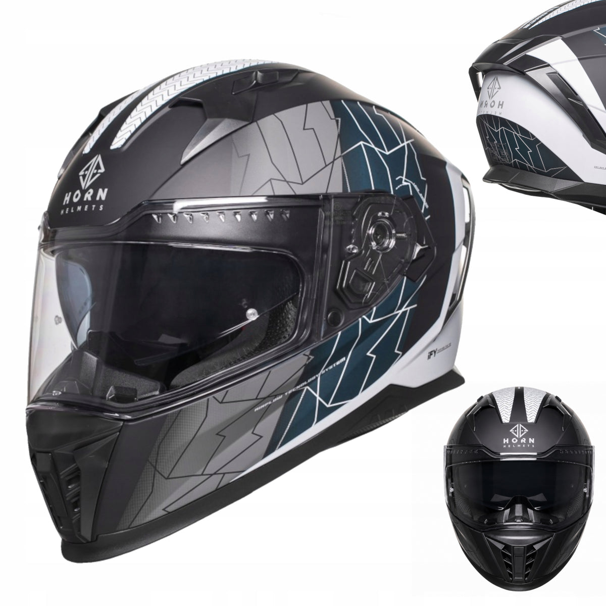 Motorcycle helmet integral Horn Hirs ECE 06 under pinlock, intercom - XXL