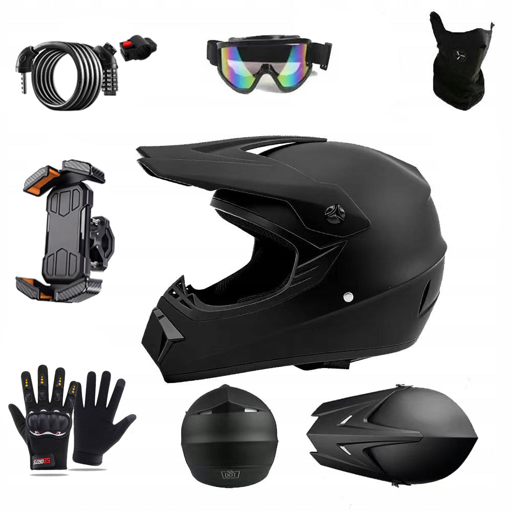 Motorcycle helmet + phone holder + gloves + goggles + zipper set L(57-58cm)