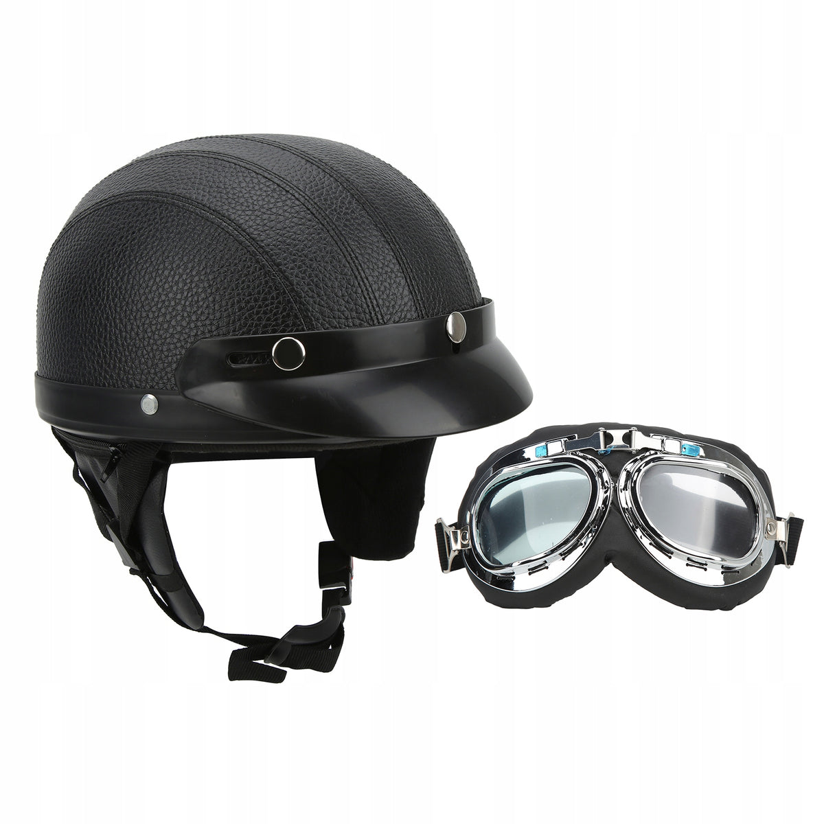 Motorcycle helmet with UV anti-fog goggles