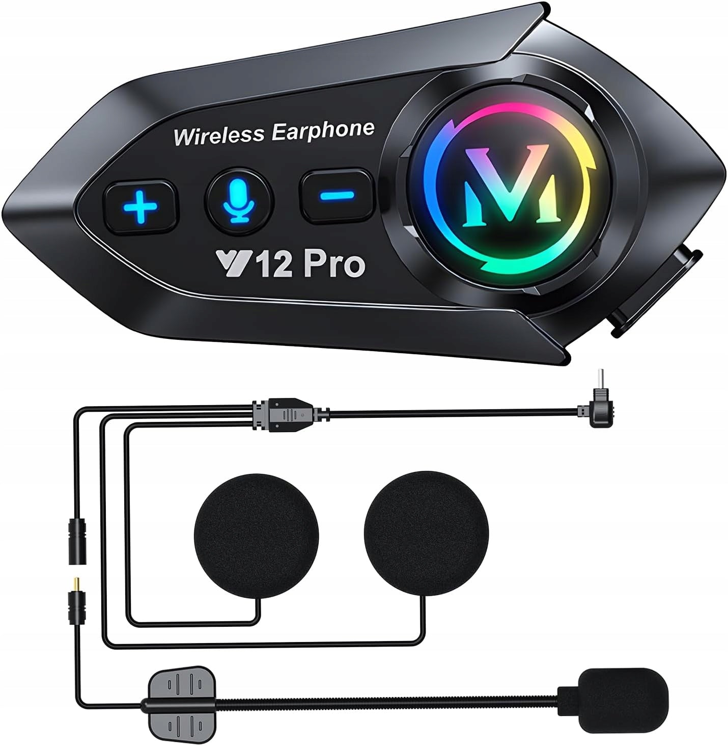 Motorcycle intercom-500M Range,Bluetooth,music playback, HD Speakers, IP56
