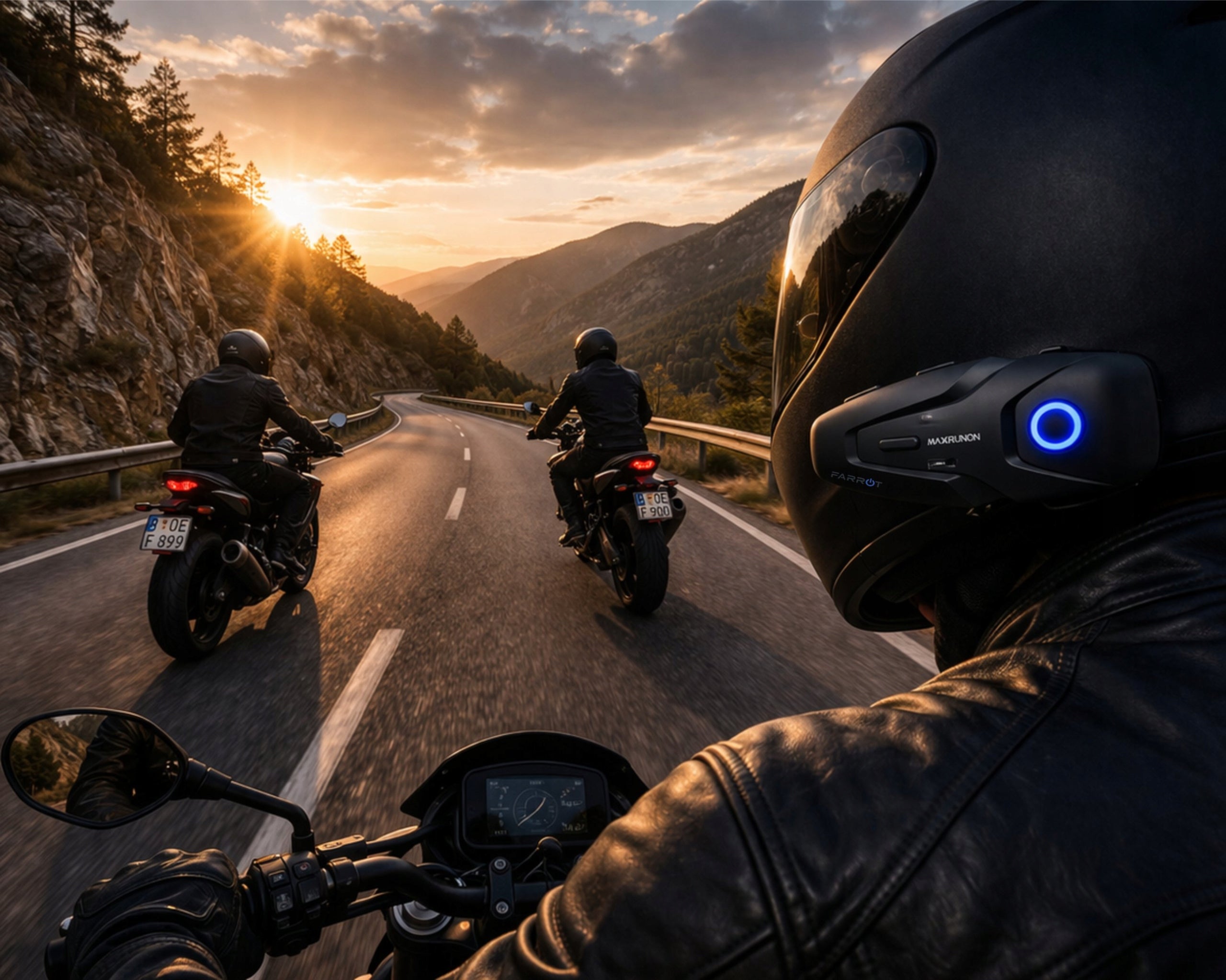 Motorcycle intercom Bluetooth 5.3 up to 2 people FM noise reduction ANC 100km/h Packaging status original