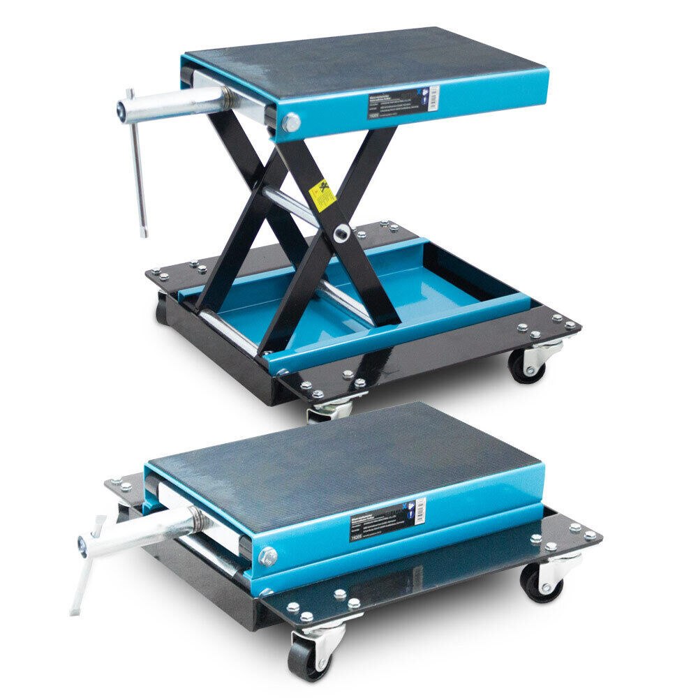 Motorcycle lift on wheels lifting capacity up to 500kg maneuverable lift Packaging status original