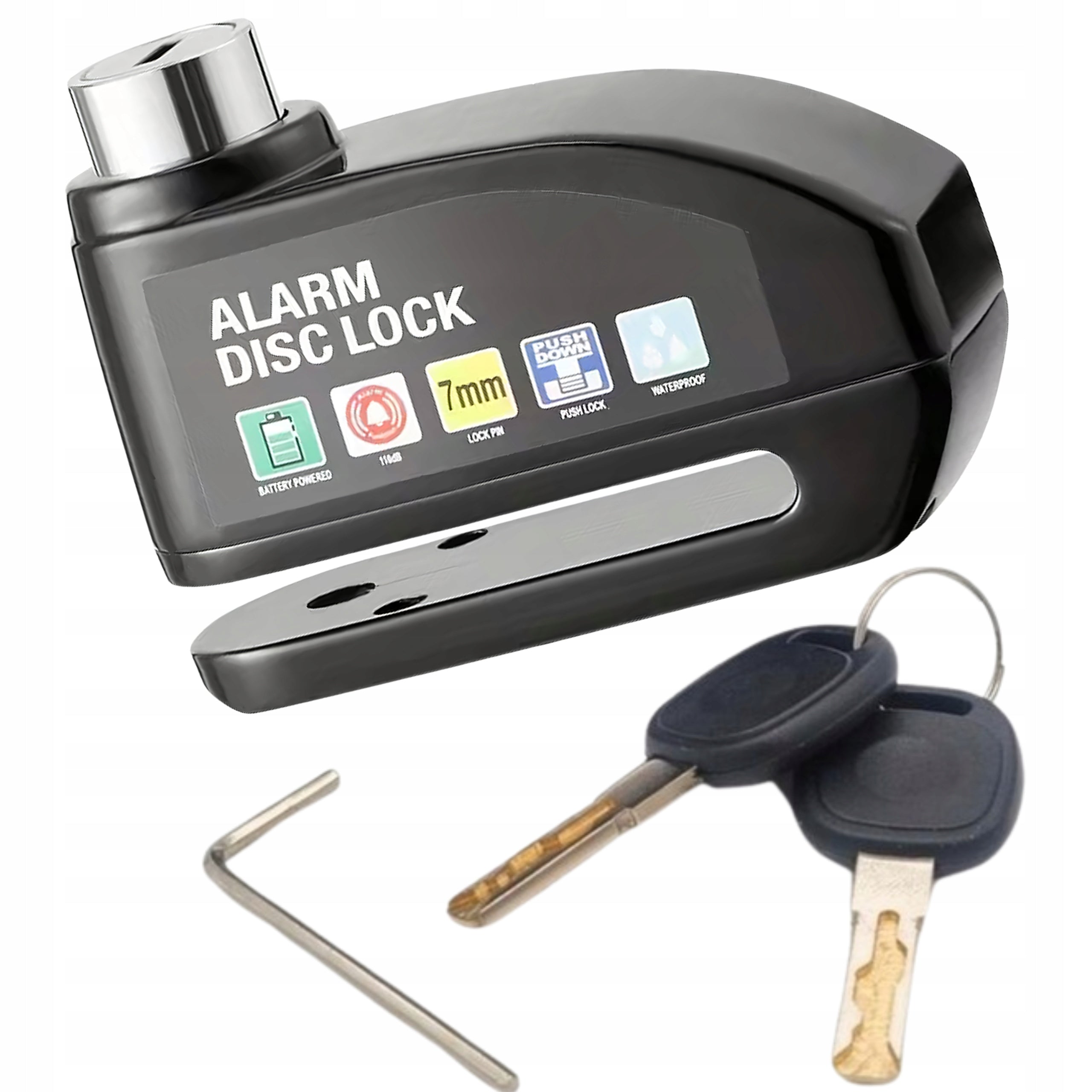 Motorcycle lock with 110 dB alarm on brake disc MOTION SENSOR