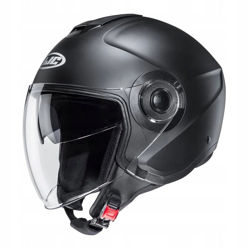 Motorcycle open face helmet HJC I40N SEMI FLAT BLACK matte black FREEBIES