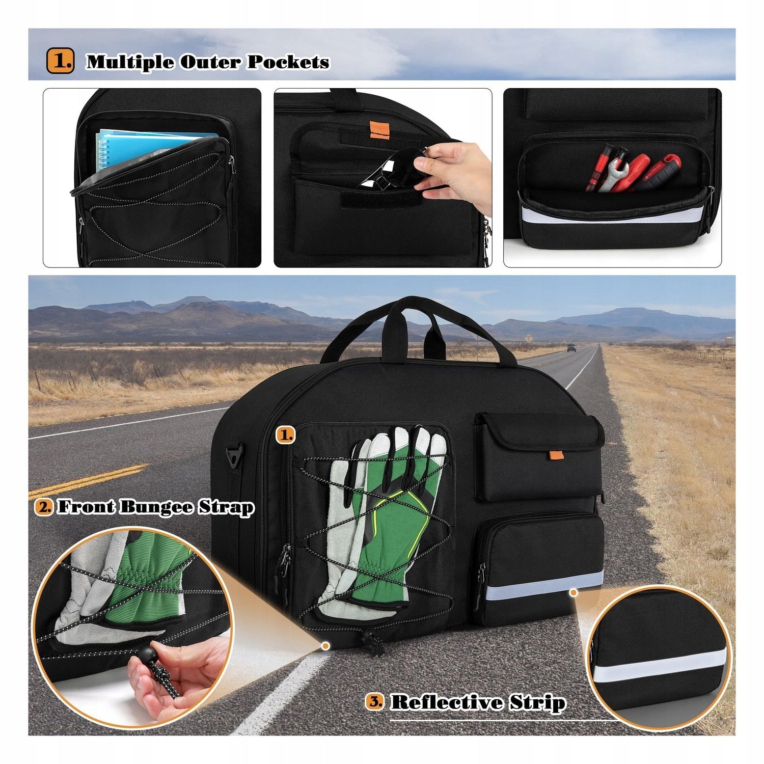 Motorrugzak Organizer - 5 Pockets - for Motorcycles - Perfect for Long Manufacturer no brand