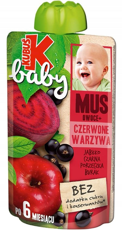 Mousse Kubuś Baby Red vegetables fruit beetroot 9x100g Packaging status original